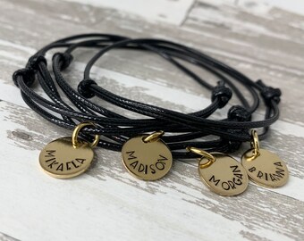 Engraved bracelet, name cord Bracelet, name Bracelet, Best friends, Unisex Cord Bracelet, bff gift, Couples gift, adjustable cord bracelet