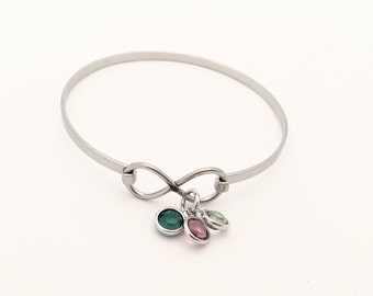 Personalized Infinity Bracelet, Birthstones bracelet, Grandma Memaw Mom Bracelet, Birthstones, Mimi Nana Grandma, Mothers bracelet