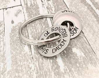 Engrave Keychain, This Daddy belongs to, Personalized Keychain, Keychain for Grandpa papa pop, keychain for grandfather, keychain for uncle