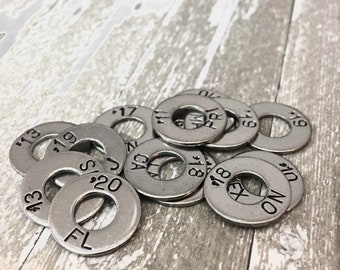 Travel tokens, travel lover gift, states visited charms, traveler gift, custom rings, journey charm, 5/8” size, travel token, engrave washer