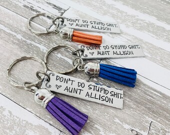 Engrave don’t do stupid sh*t Keychain gift, don’t do stupid stuff keychain, happy birthday keychain, personalized birthday Keychain gift