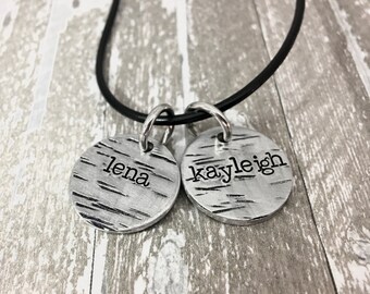 Necklace for dad, mans necklace, Mens necklace, Engraved necklace, kids names, names necklace for dad, Personalized charms  Leather Necklace