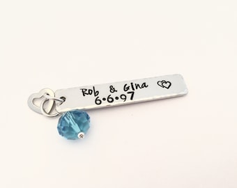 Something Blue, Wedding Charm, Personalized and Hand Stamped, Bouquet Charm, Garter Charm, Necklace, Wedding Keepsake