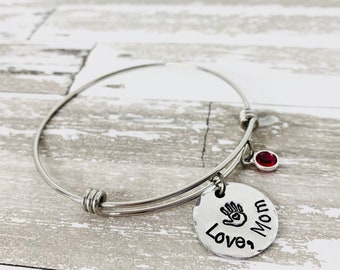 Gift from mom bracelet, mother daughter gift, Kiss Hand Heart, Back to school gift, Preschool, Gift for daughter