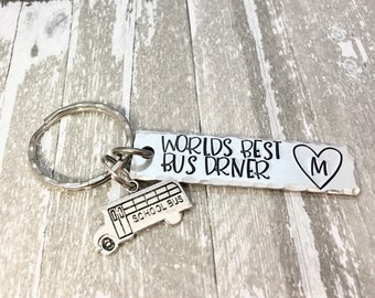 Personalized Keychain, Bus Driver gift, Teacher Gift, End of Year gift, End of school year, Thank you for keeping us safe, School Bus
