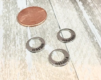 Engrave small washer, Personalized Hand Stamped Washer, Tiny charm, hypoallergenic, engrave washer, Token, name charm, eternity token