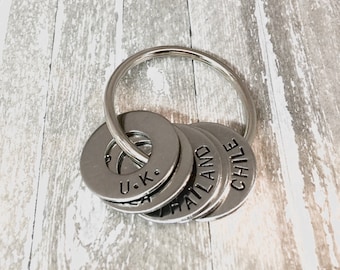Personalized Engraved Washer keychain, token, National Park Bucket List Keychain, destination keychain, traveler gift, Travel keychain