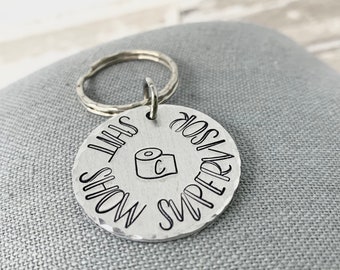 Shit show coordinator keychain, gift for boss, personalized toilet paper keychain, manager gift, keychain for mom, funny keychain for boss