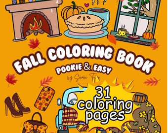 Libro para colorear de otoño: 31 diseños otoñales, páginas para colorear acogedoras (archivo PDF digital)
