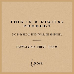 May include: A digital product announcement with the text "This is a digital product. No physical item will be shipped. Download - Print - Enjoy." and the logo "Uncover Publishing".