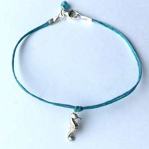 SALE  - Seahorse Bracelet in Sterling Silver on Linen, graduation gift, graduation gift, ready to ship jewelry,  gift
