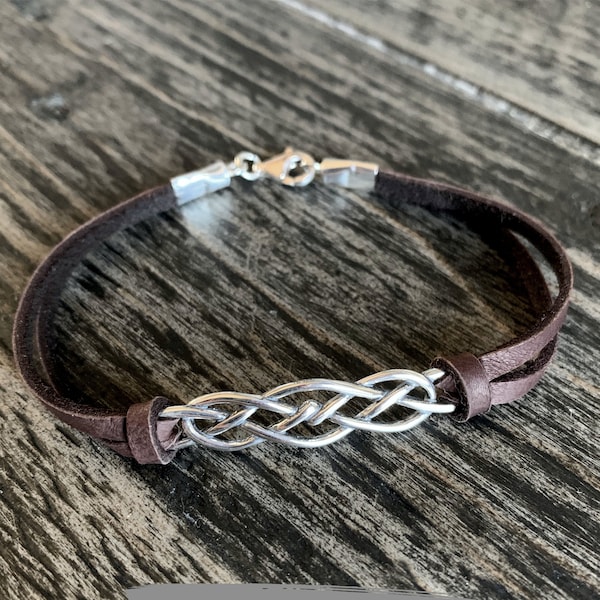 Ireland Jewelry, celtic jewelry, Celtic Bracelet, Irish jewelry, Outlander, Sterling Celtic Knot bracelet, leather Irish bracelet, st patty