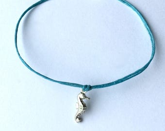 SALE  - Seahorse Bracelet in Sterling Silver on Linen, graduation gift, graduation gift, ready to ship jewelry,  gift