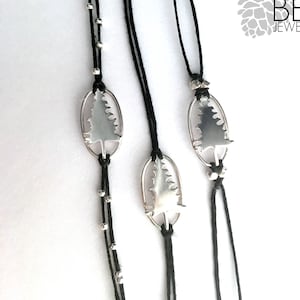 Pine Tree bracelet in sterling silver on linen, forest bracelet, ready to ship, festival jewelry, gift for woman, ready to ship, hiker gift