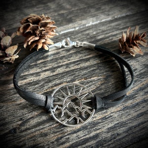 Sun Mountain Bracelet, leather bracelet, sterling, wanderlust, hiker jewelry, mountain jewelry, gift, bridesmaid gift image 3