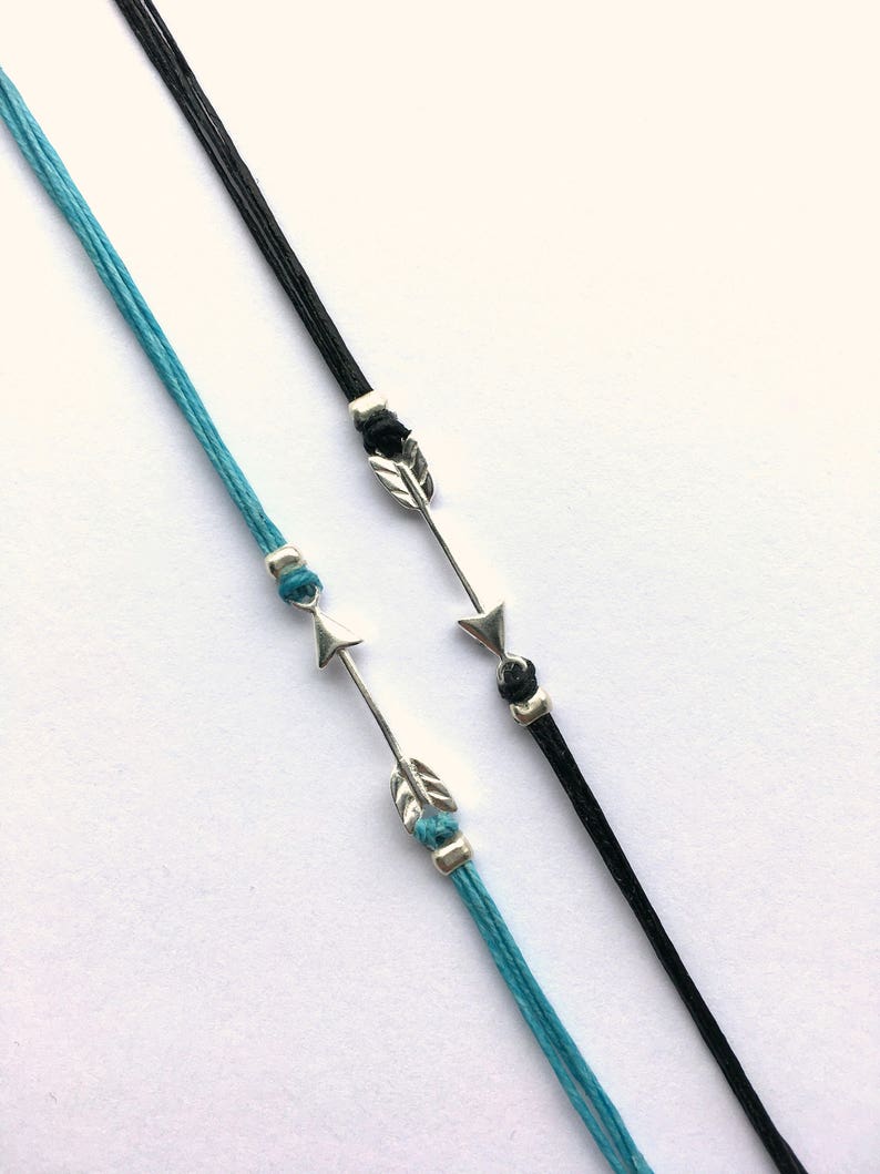 Arrow Bracelet, Sterling Silver Arrow, Linen Cord Casual Bracelet, Pi Phi Arrow, graduation gift, gift for woman, festival jewelry image 2