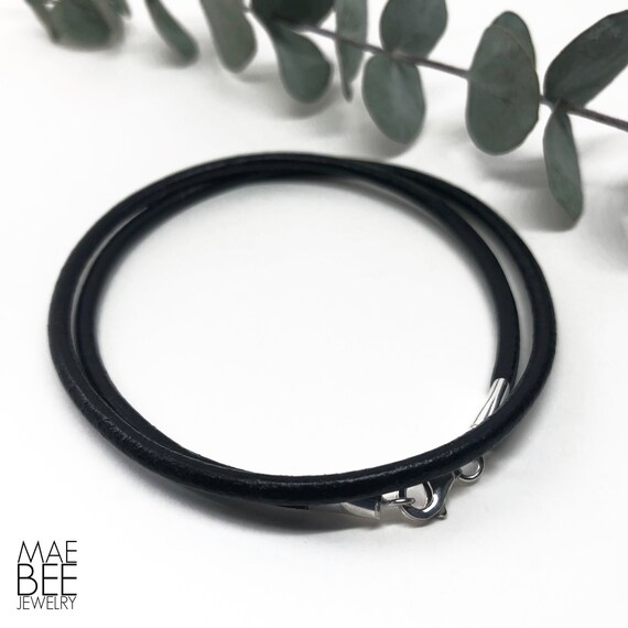 Leather Wrap Bracelet Sterling Silver Black Leather Womens Etsy