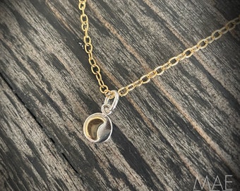 SALE - Gold and Silver Crescent Moon necklace, moon necklace, celestial jewelry, moon jewelry, lunar jewelry, festival jewelry