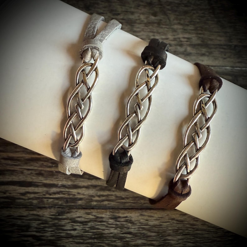 Pulsera de nudo celta de plata de ley: Joyería de cuero irlandés imagen 7