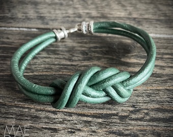 Leather Bracelet, knotted leather, Womens or Mens leather bracelet, stacking bracelet, festival jewelry, gift for woman, unisex