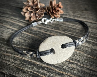 Beach Rock and Linen bracelet, beach bracelet, summer bracelet, climbing, graduation gift, gift for woman, ready to ship