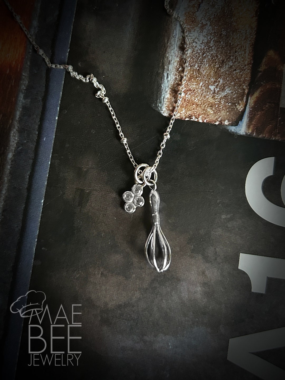 Sterling Silver Chef Whisk Necklace, Cooking Necklace, Culinary Jewelry