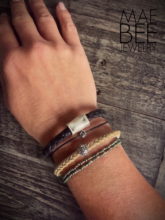 Braided Leather Stack Bracelet