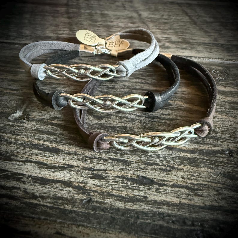 Pulsera de nudo celta de plata de ley: Joyería de cuero irlandés imagen 5
