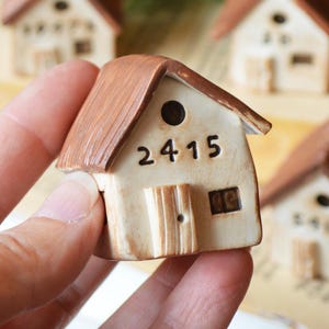 Custom Tiny House Number Personalized Home Tabletop Housewarming Gift Decor Small Homes Clay Handmade Art Customizable Street Address