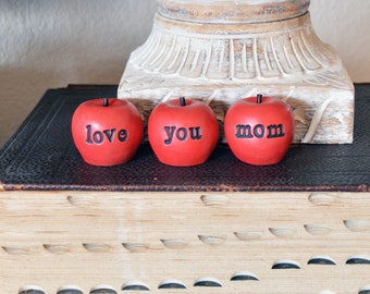 Gift for mom / Mother's Day gift for her / 3 red love you mom apples / gift for women / apples gift / gifts for mothers / Kitchen decor