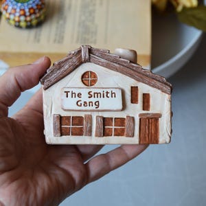 Custom Clay Name House Personalized Unique Home Accent Tabletop Housewarming Gift Decor Ceramic Handmade Art Customizable Family Name Plaque