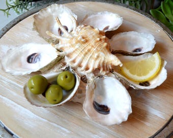 Coastal Oyster Shell Serving Dish  Mother of Pearl Serving Piece Artisan Luxury Home Decor Handmade Functional Entertaining Art