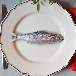 Handmade Clay Sardine Fish Wall Sculpture Funky Unique Nautical Ceramic Ocean Art Object Kitchen Fine Art Foodie Home Decor