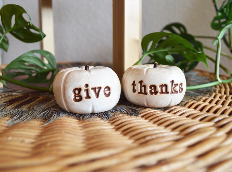 Thanksgiving give thanks pumpkins farmhouse rustic barn decor gift / vintage give thanks present / Hostess gifts / Fall Autumn decorations image 7