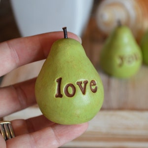 Gift for mom / Mother's day gift for mothers / Gift from daughter, son, child, children / 3 green love you mom pears / farmhouse table decor image 5