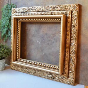 Victorian French Regency Louis style gothic gold baroque ornate picture frame vintage antique look photo prop wall decor 11&quot; x 13&quot; opening