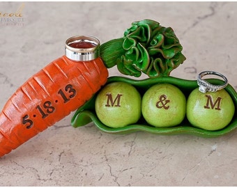 Peas and Carrots ... Wedding cake topper...We go together like peas and carrots... Personalized, custom initials and date...Made to order