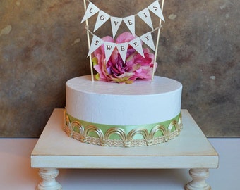Cake stand cupcake stand, dessert table serving decor... 18" square wedding cake pedestal,  rustic vintage white color