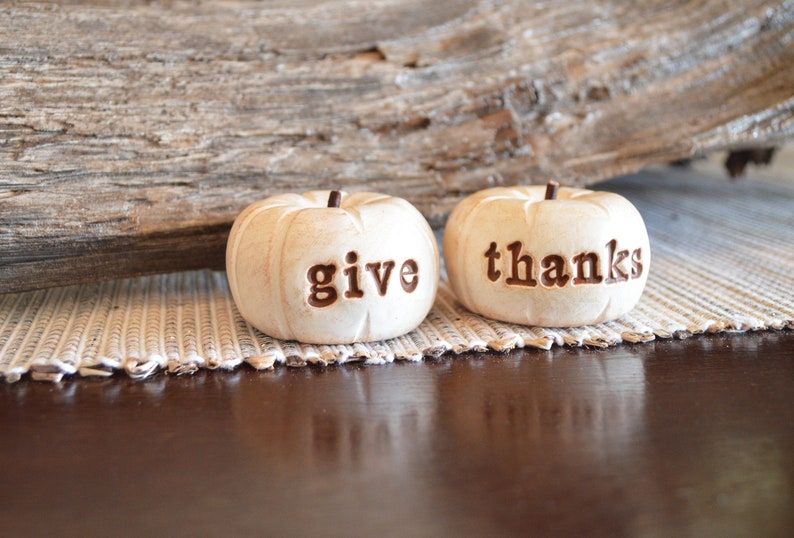 Thanksgiving give thanks pumpkins farmhouse rustic barn decor gift / vintage give thanks present / Hostess gifts / Fall Autumn decorations image 10