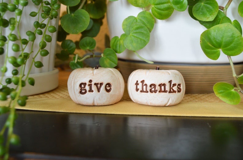 Thanksgiving give thanks pumpkins farmhouse rustic barn decor gift / vintage give thanks present / Hostess gifts / Fall Autumn decorations image 5