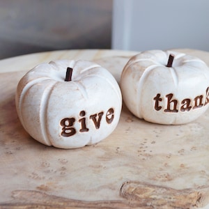 Thanksgiving give thanks pumpkins farmhouse rustic barn decor gift / vintage give thanks present / Hostess gifts / Fall Autumn decorations image 2