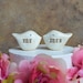 mr mrs wedding cake topper love birds / bride groom / vintage white clay love birds cake decor