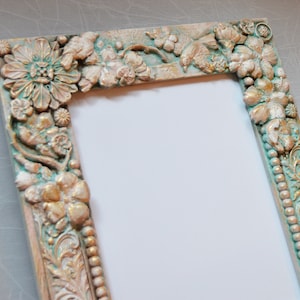 Victorian French Regency Louis style gothic baroque ornate picture frame verdigris vintage European antique look photo prop table decor