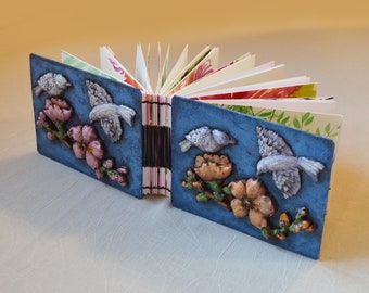 Handmade Watercolor Paper Art Journal Unique Nature Book Hand Painted Botanical Flower Illustrations Paintings Sketchbook OOAK Birds Covers