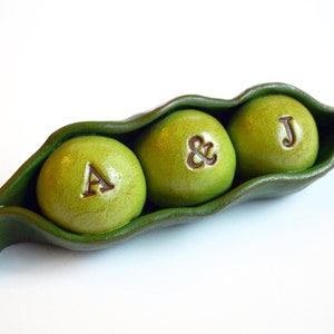 Personalized Pea Pod Wedding Cake Topper - Unique Custom Décor for Your Special Day bespoke custom initials for woodland forest wedding