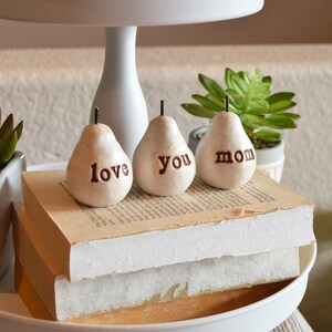 Gifts for mom / Mother's Day Birthday gift for all moms / 3 vintage white pears / love you mom clay pears / Ready to ship /Over 6k sets sold image 5