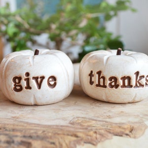 Thanksgiving give thanks pumpkins farmhouse rustic barn decor gift / vintage give thanks present / Hostess gifts / Fall Autumn decorations image 3