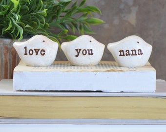 Gift for grandma / vintage white love you nana birds / cute present for grandmothers grammas / present for grandma / gift from grandchildren