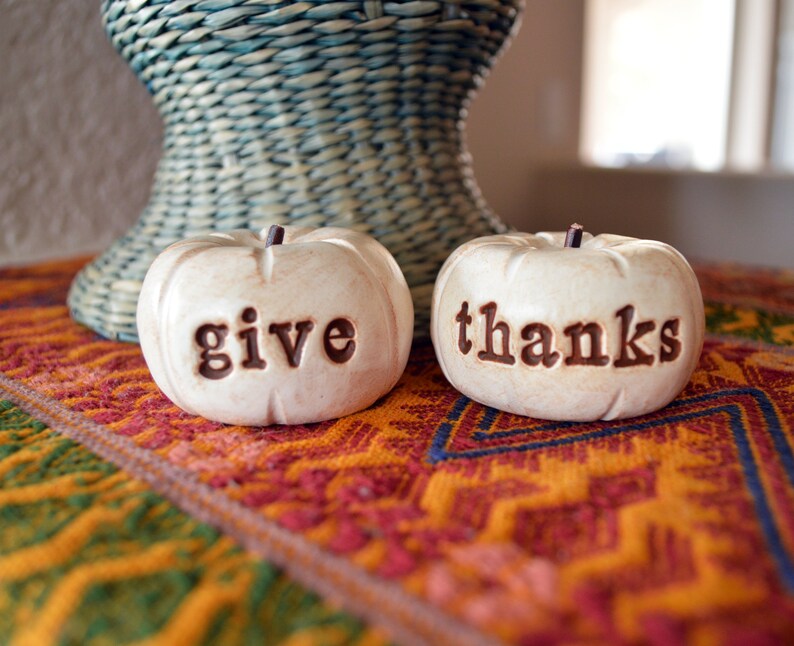 Thanksgiving give thanks pumpkins farmhouse rustic barn decor gift / vintage give thanks present / Hostess gifts / Fall Autumn decorations image 8