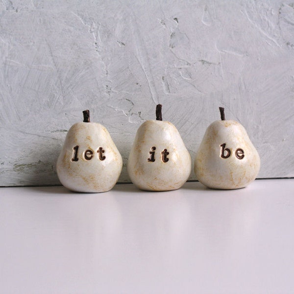 Mothers Day ... Handmade decorative polymer clay pears ... 3 Word Pears ... let it be